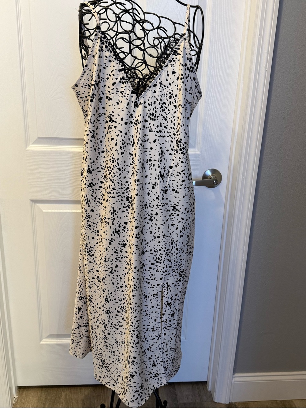 a new day Cream Slip Dress with Black Speckle Print